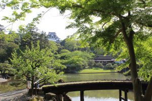 Vue sur le Hikone-jō depuis le lac
